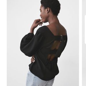 NWT Express black v-neck belt back blouse